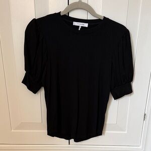 Frame Denim Black Puff-Sleeve Crewneck Tee
